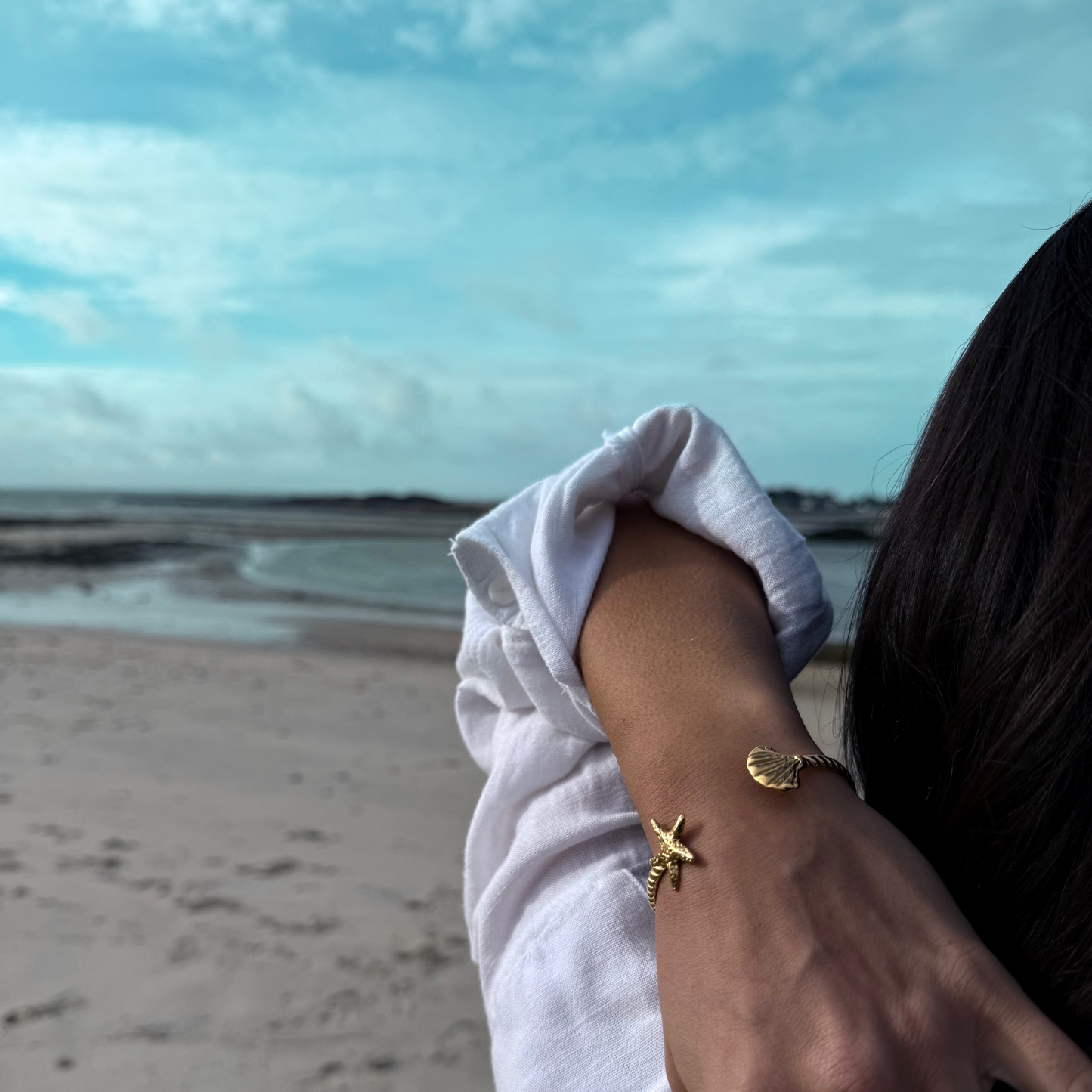 bracelet mirage jonc doré coquillage