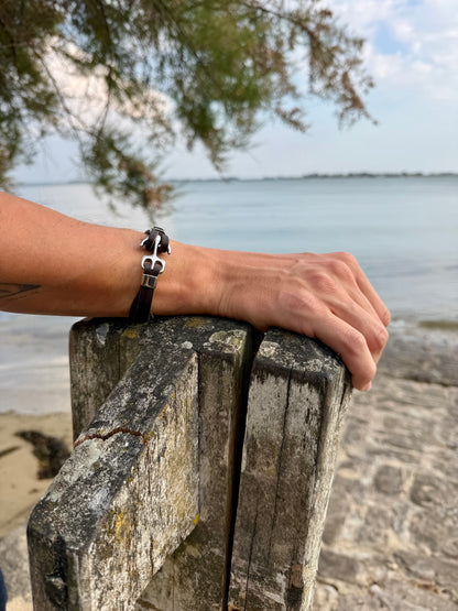 Ancre bracelet marron 