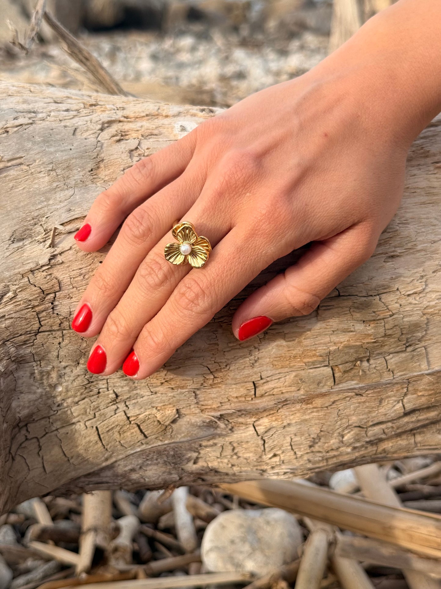 Bague fleur anti-stress