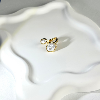 bague nacria acier inoxydable et perles