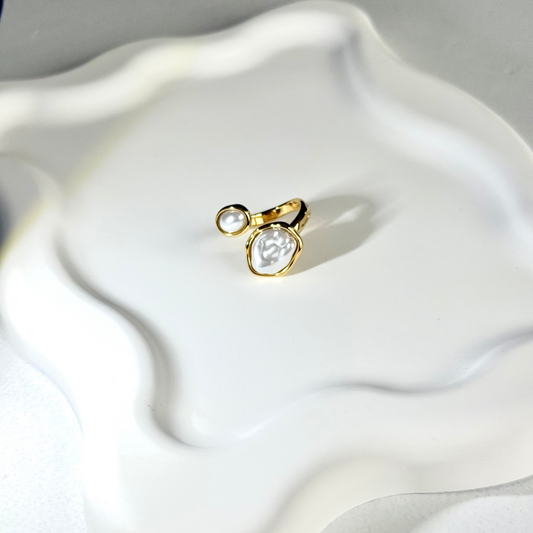 bague nacria acier inoxydable et perles