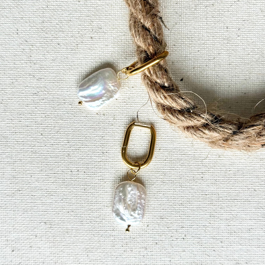 Boucles d'oreilles Iode or et beige