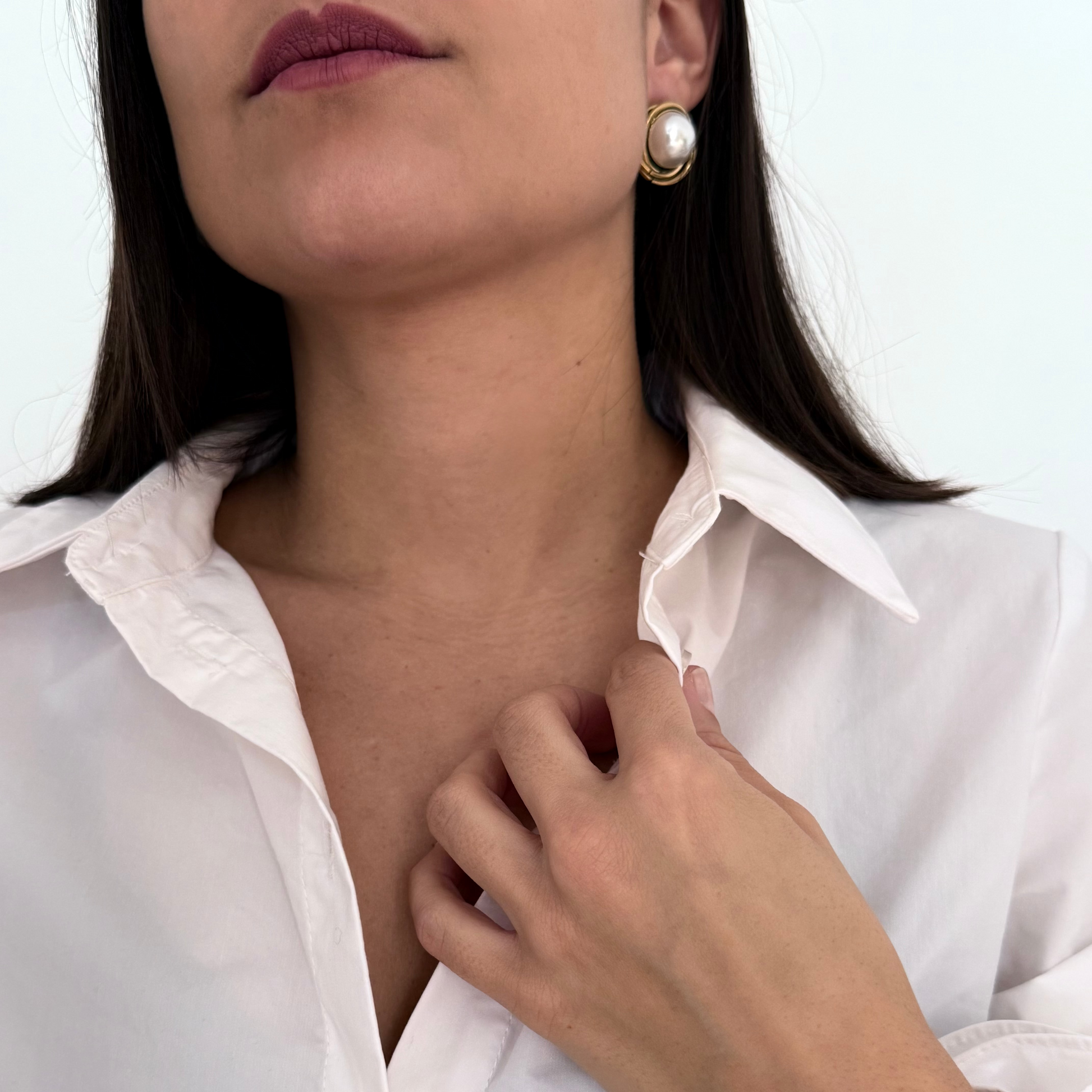 boucles d'oreilles Lagune dorée blanche