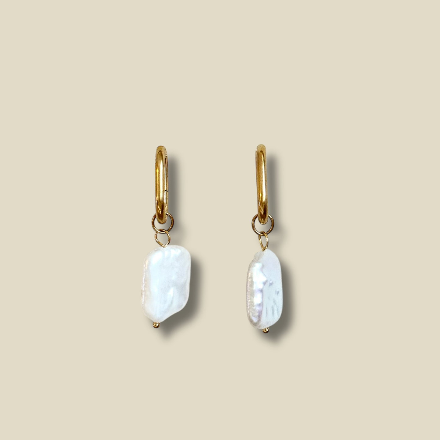 Boucles d'oreilles Iode or et beige