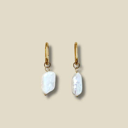 Boucles d'oreilles Iode or et beige