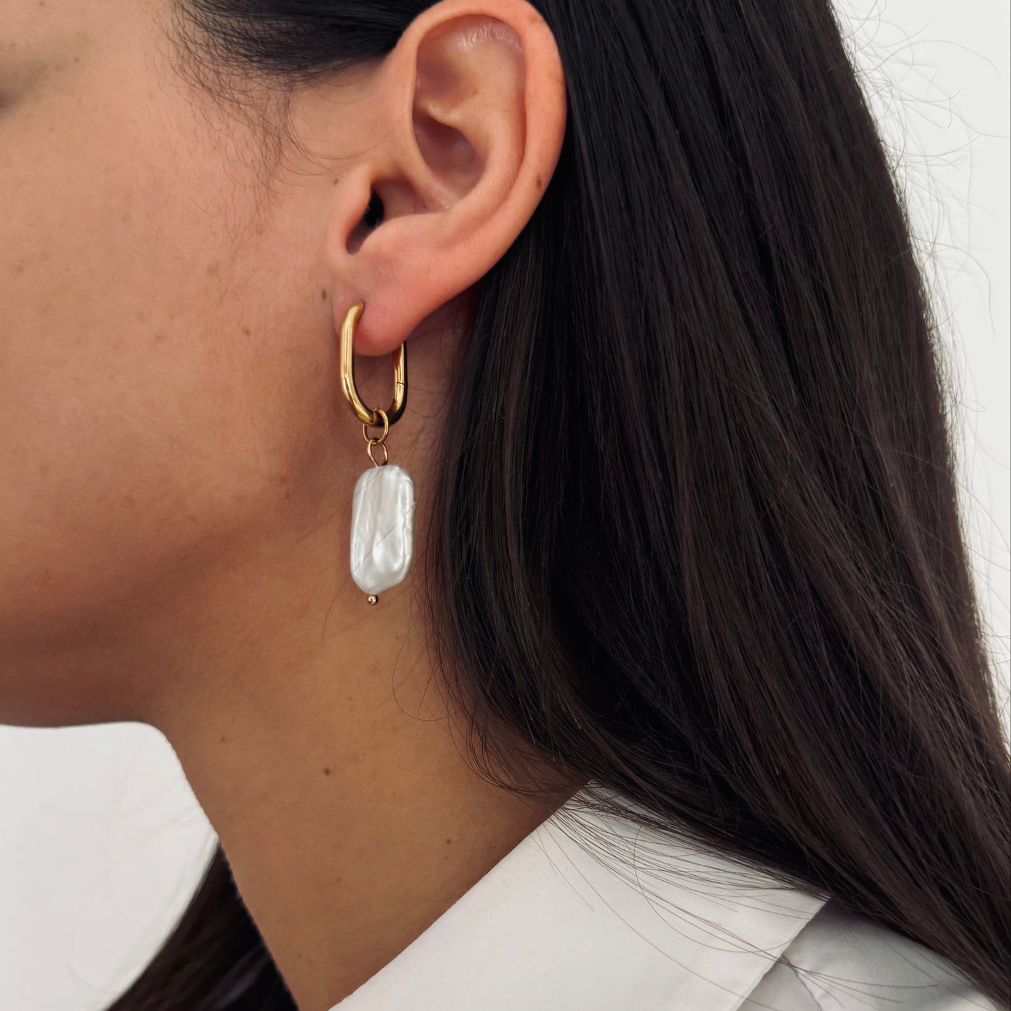 Boucles d'oreilles Iode or et beige