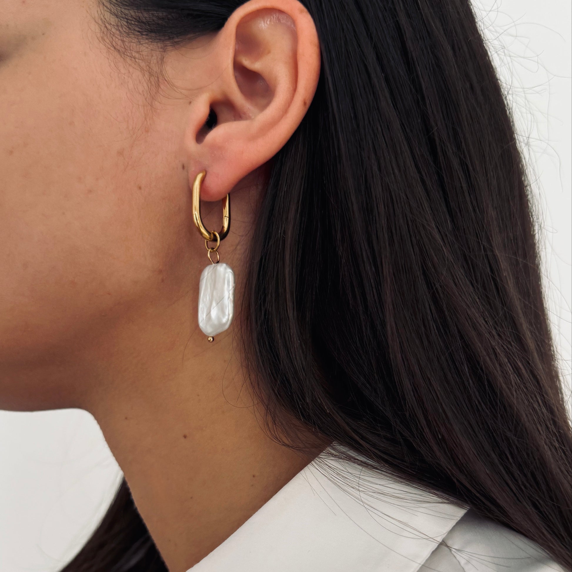 Boucles d'oreilles Iode or et beige