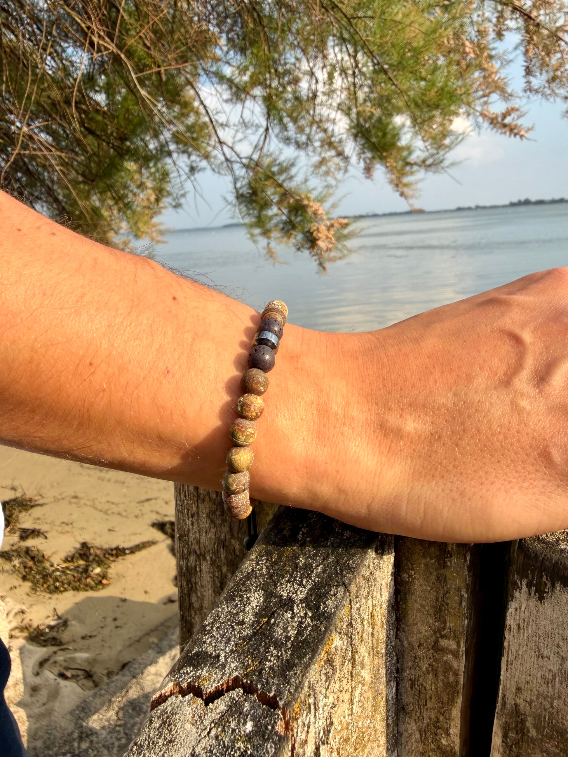 Bracelet galet bois 