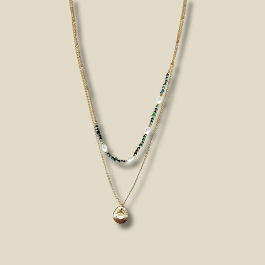 Collier Sirena perles et acier inoxydable