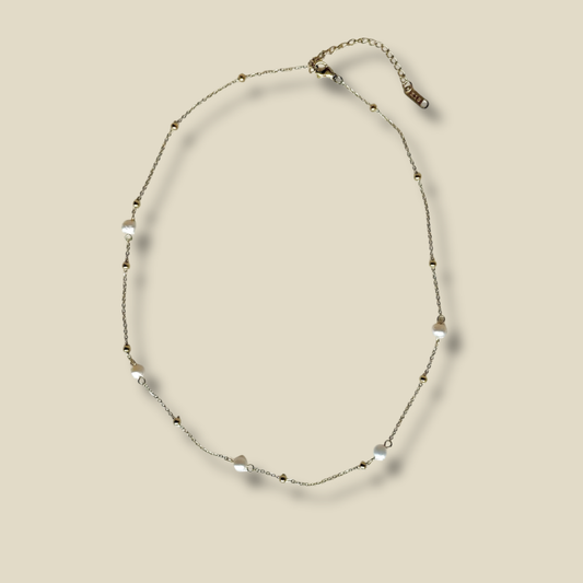 collier aurore perles et acier inoxydable