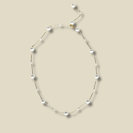 collier éternité perles acier inoxydable