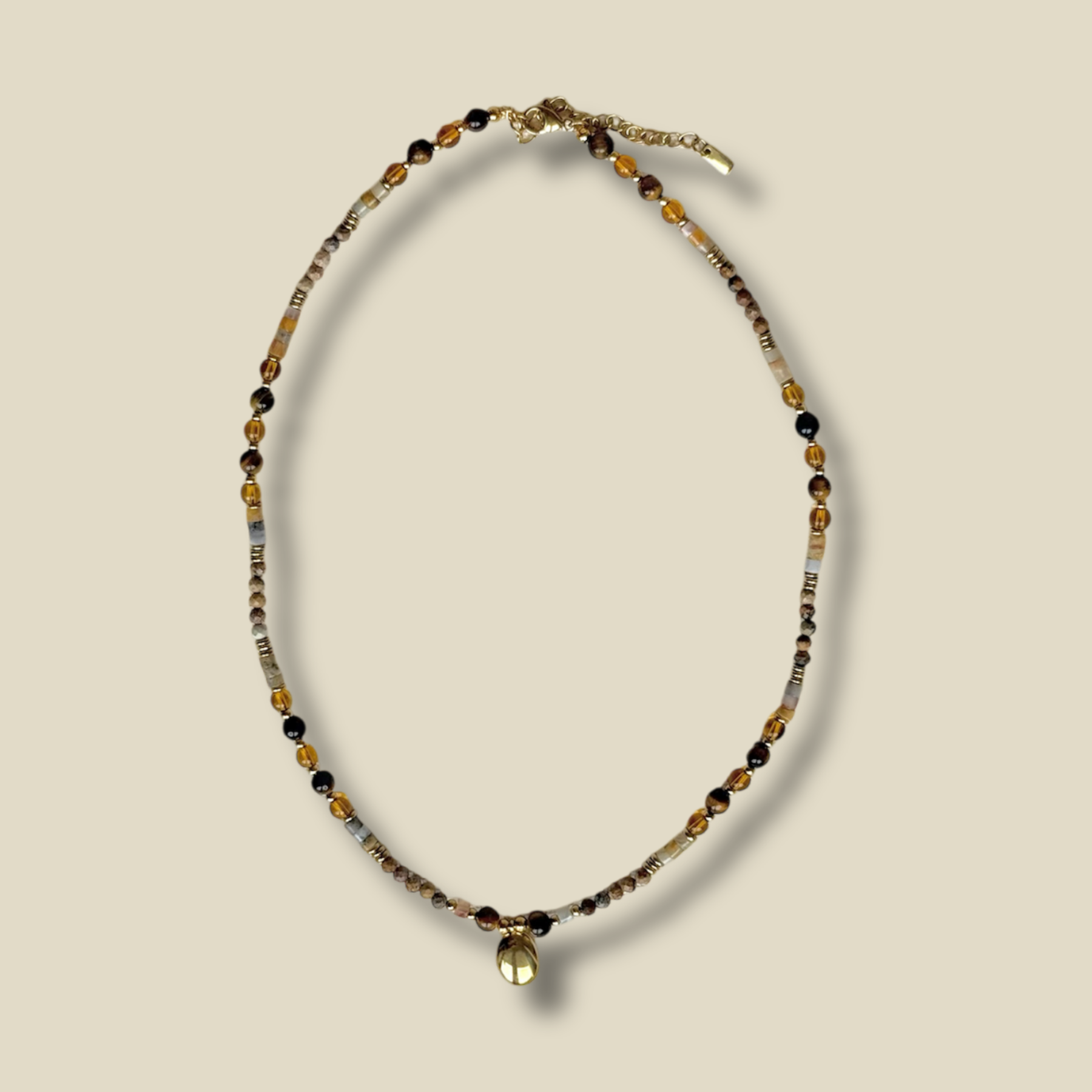 collier horizon perles oeil de tigre