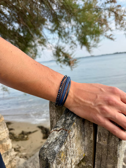Cuir bleu grand large 
