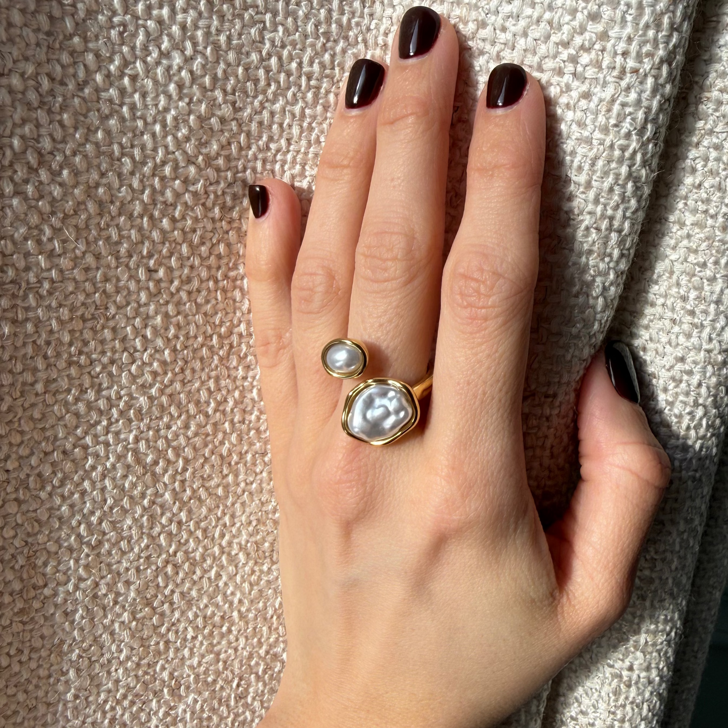 bague nacria acier inoxydable et perles