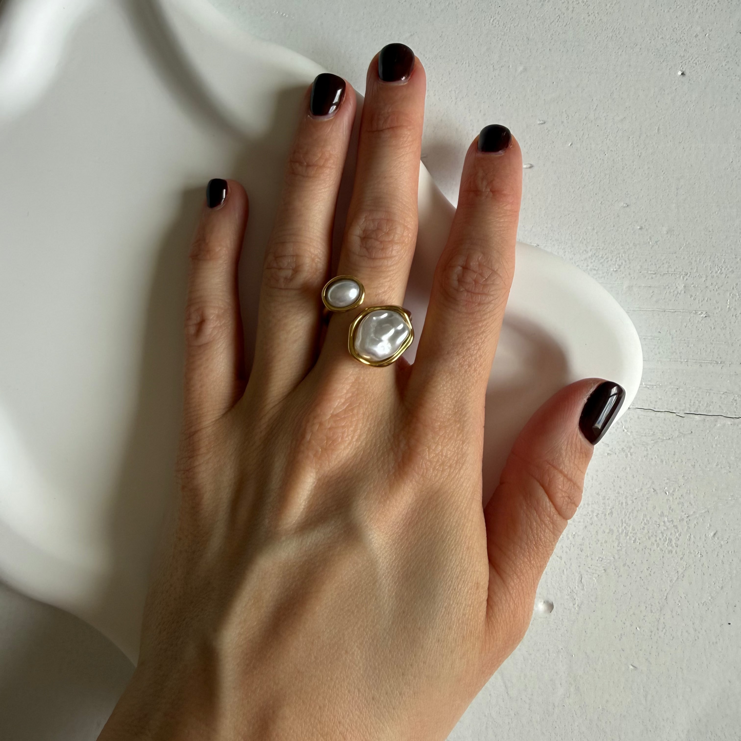 bague nacria acier inoxydable et perles