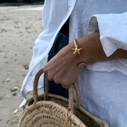 bracelet mirage jonc doré coquillage