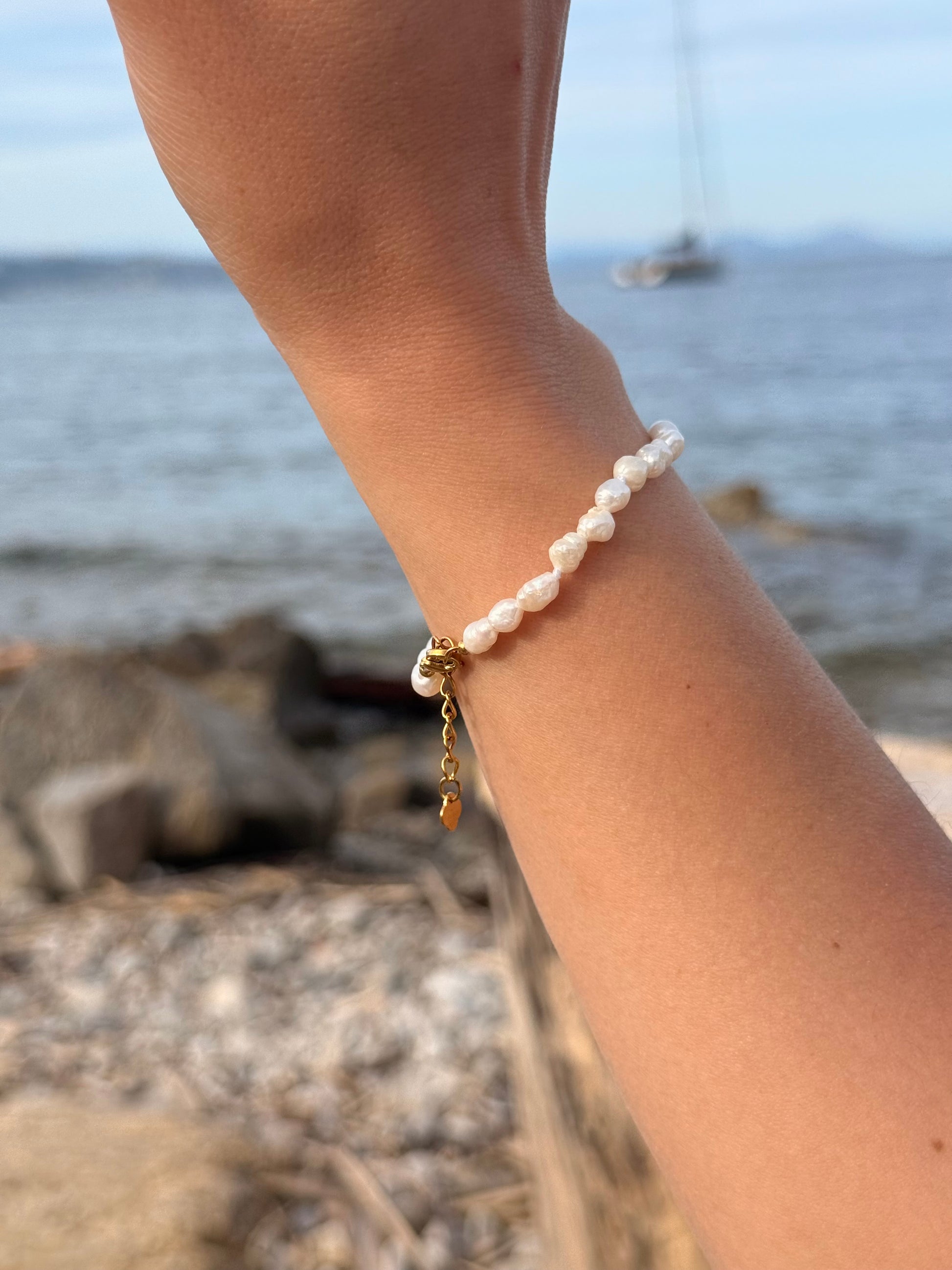 bracelet perles ecume blanc
