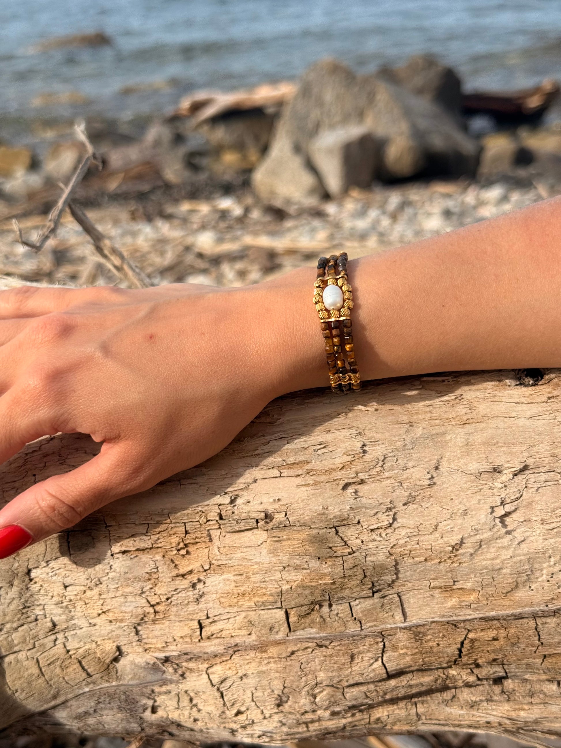 bracelet tresor des mers marron-blanc