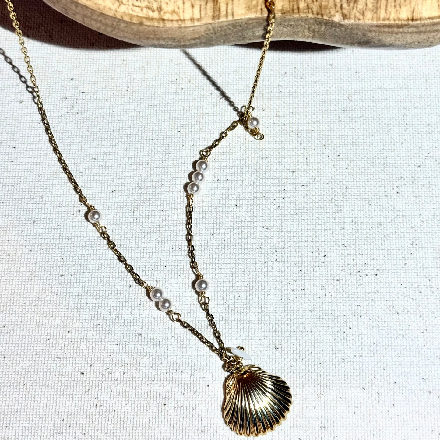 collier Luna perles doré