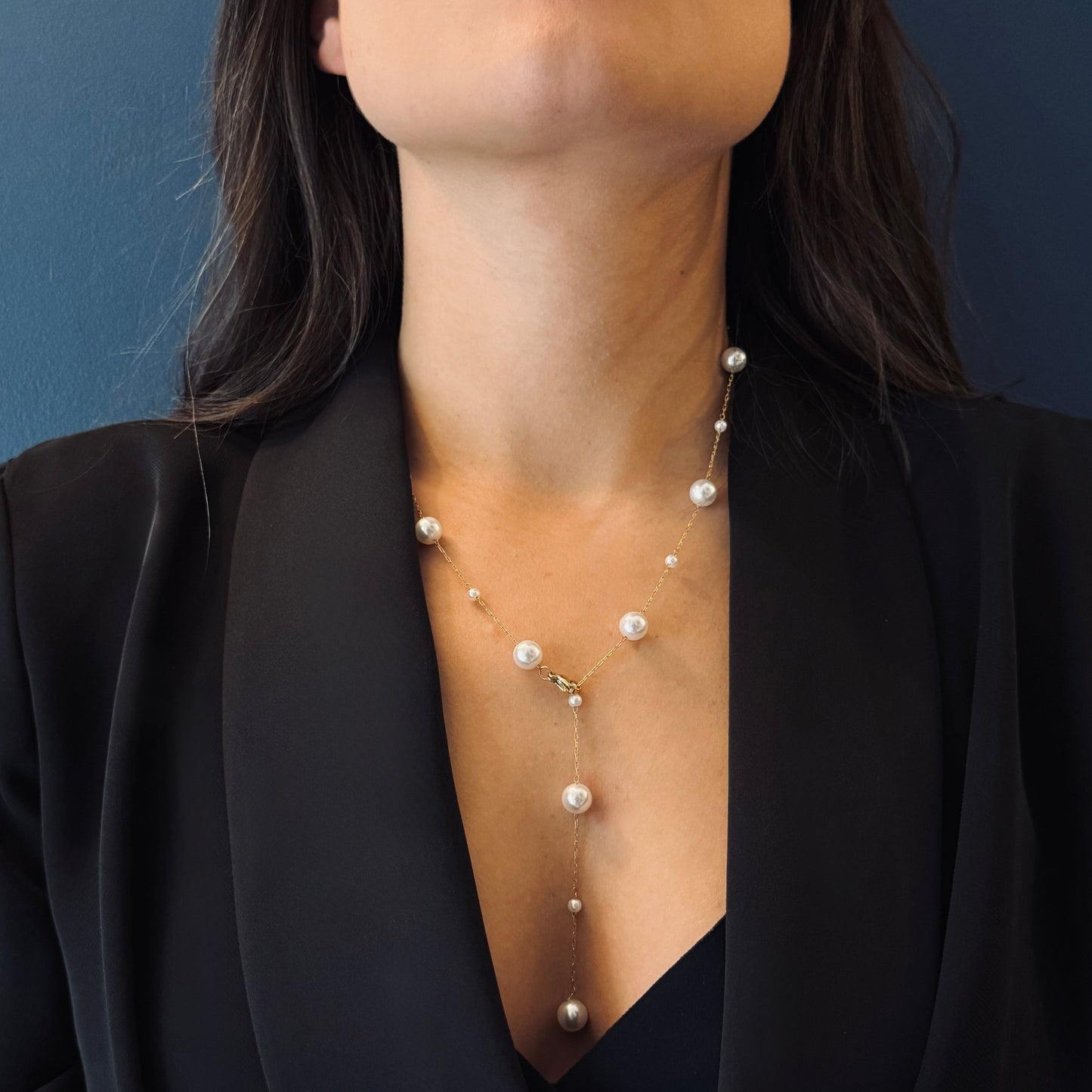 collier éternité perles acier inoxydable