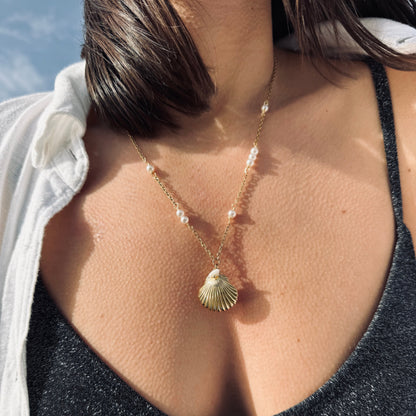 collier Luna perles doré