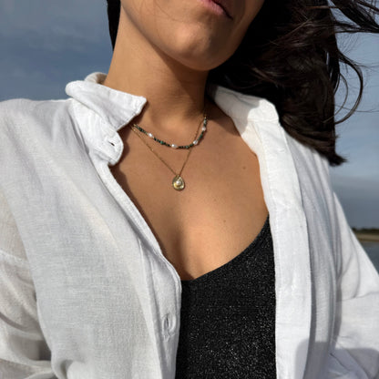 Collier Sirena perles et acier inoxydable