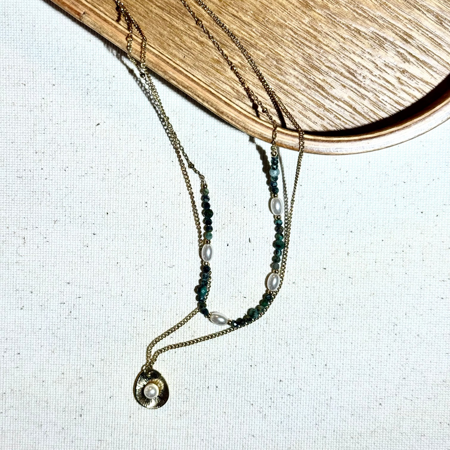 Collier Sirena perles et acier inoxydable