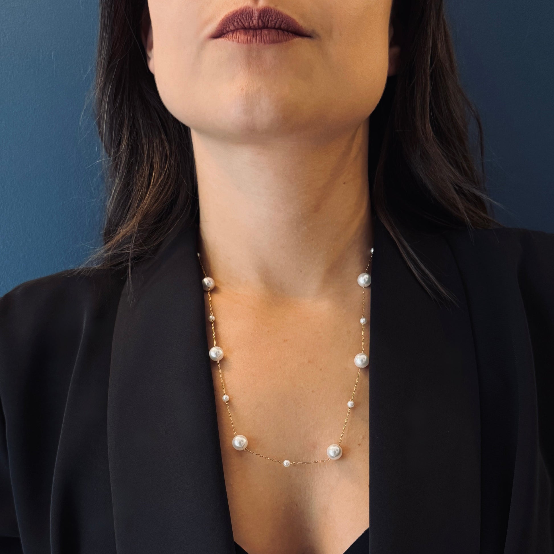 collier éternité perles acier inoxydable