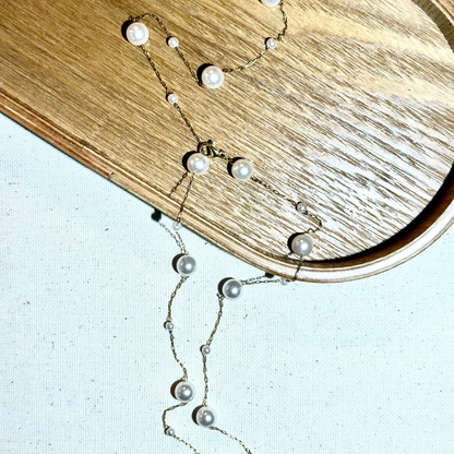 collier éternité perles acier inoxydable