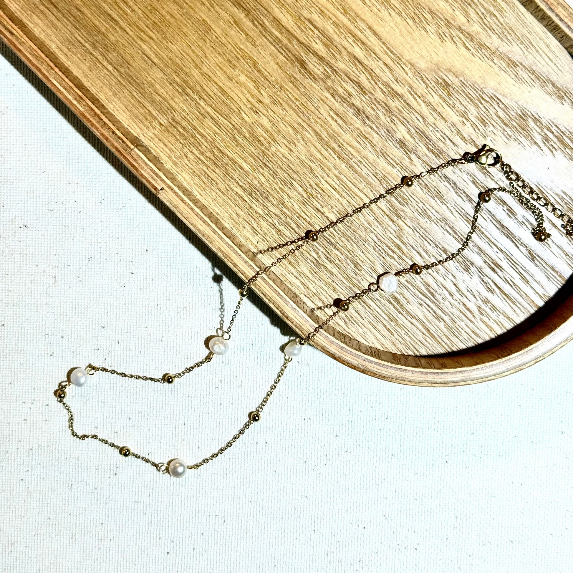 collier aurore perles et acier inoxydable