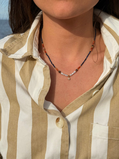 collier brume été Bleu-orange