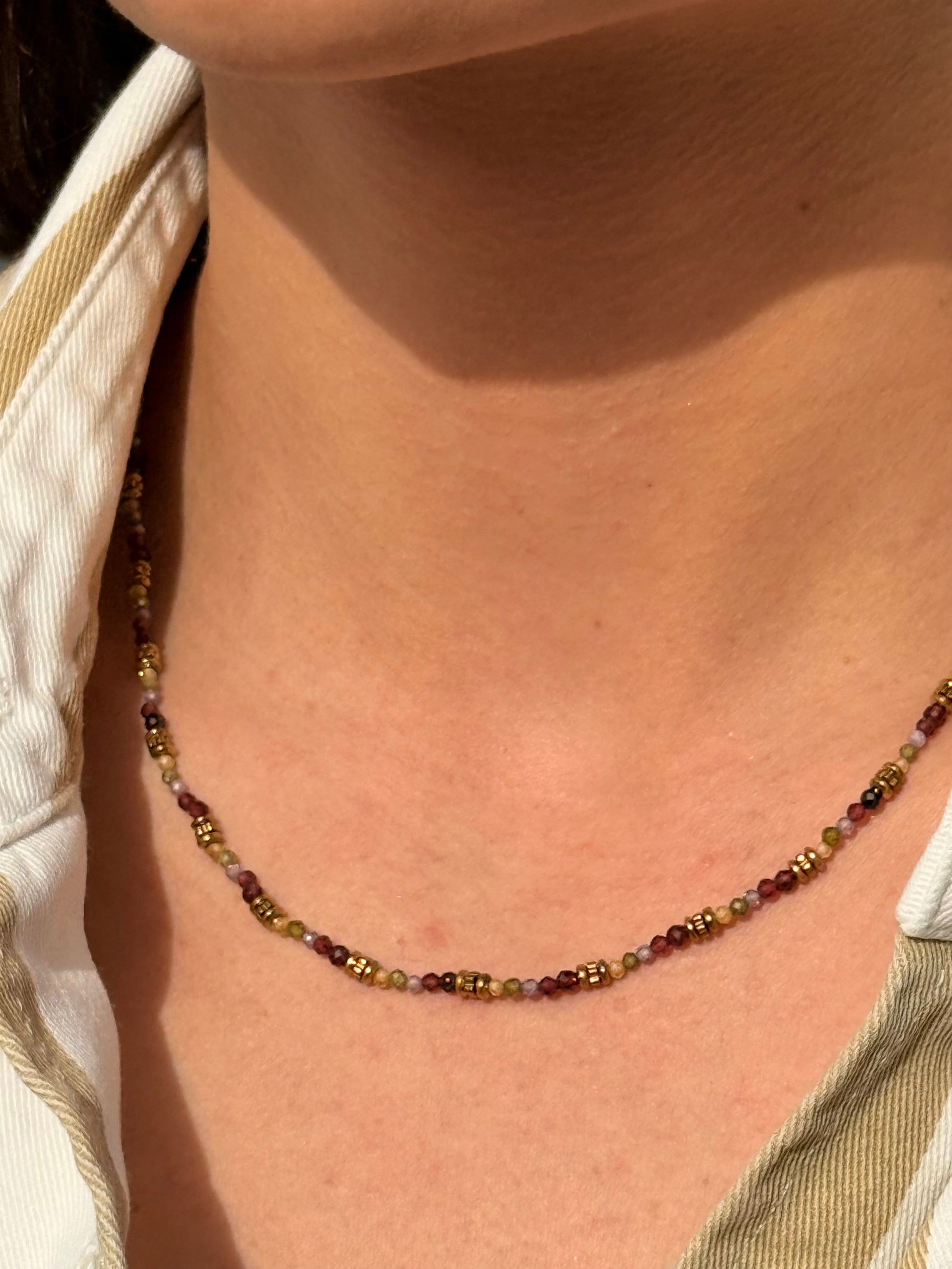 collier dalia vert-rose
