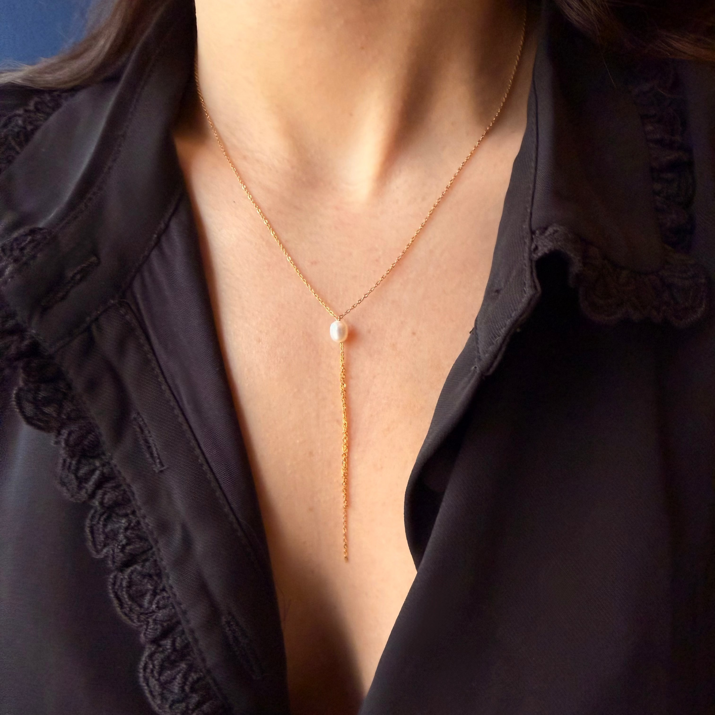 elina collier perle acier inoxydable