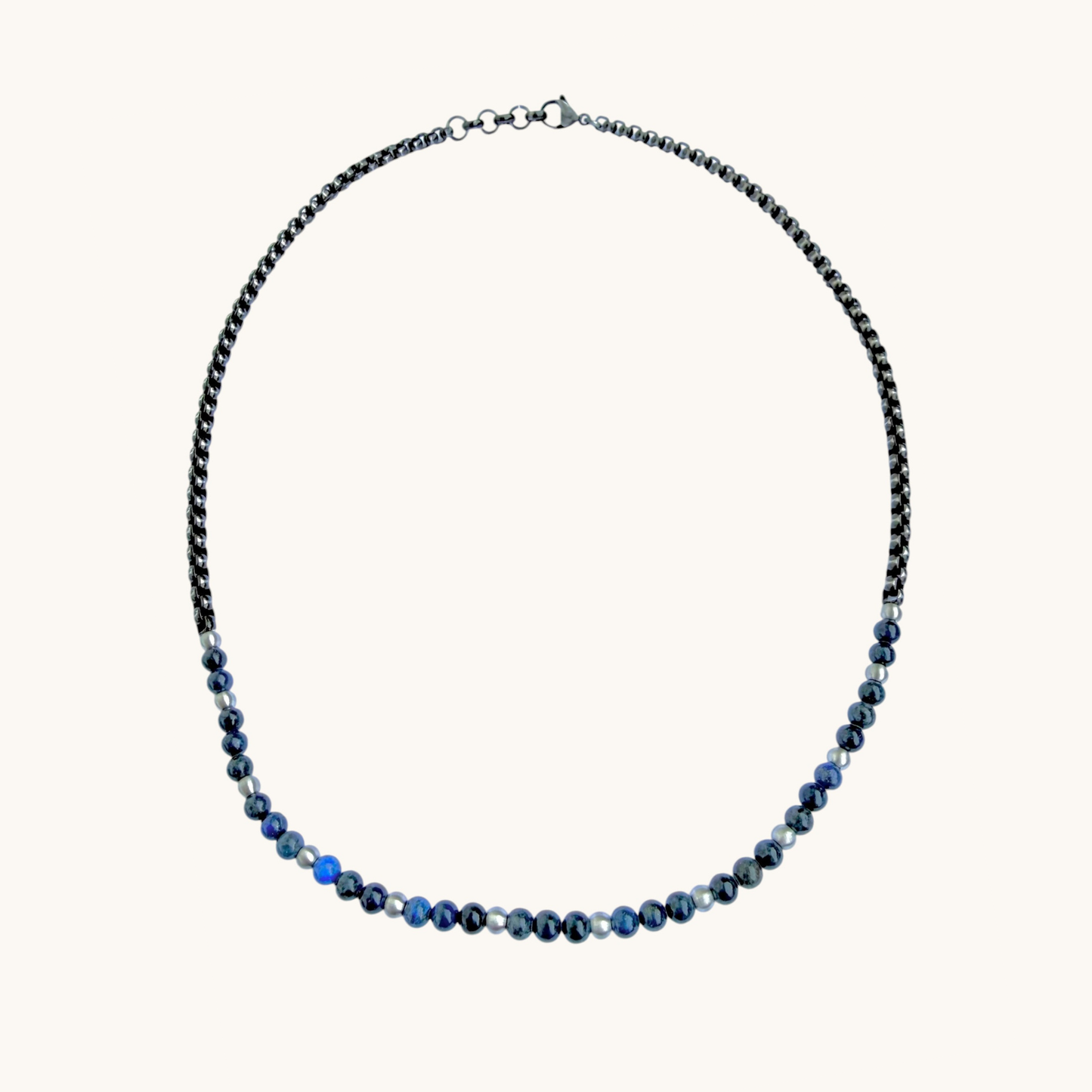 perla bleu collier homme
