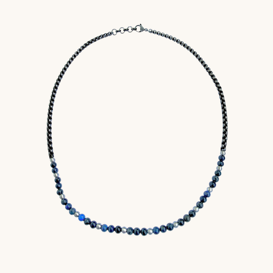 perla bleu collier homme