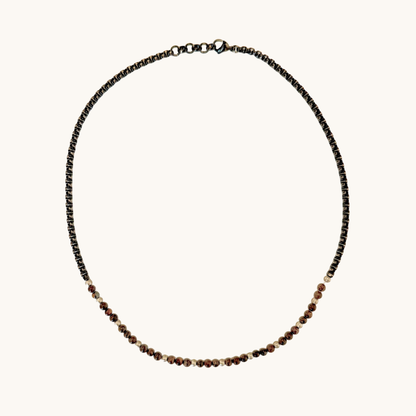 perla marron collier oeil de tigre