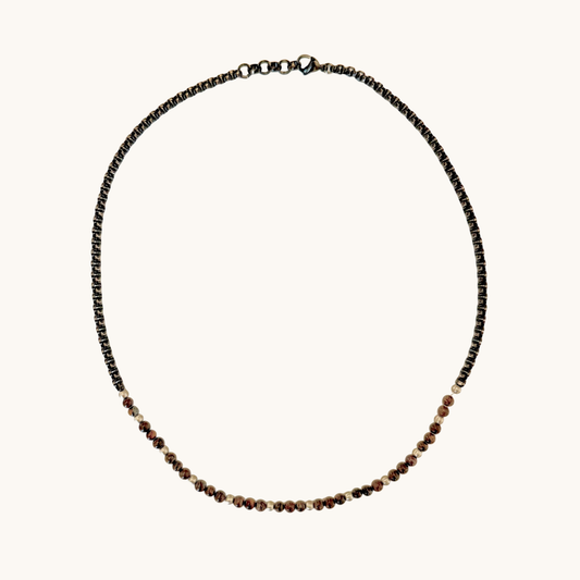 perla marron collier oeil de tigre