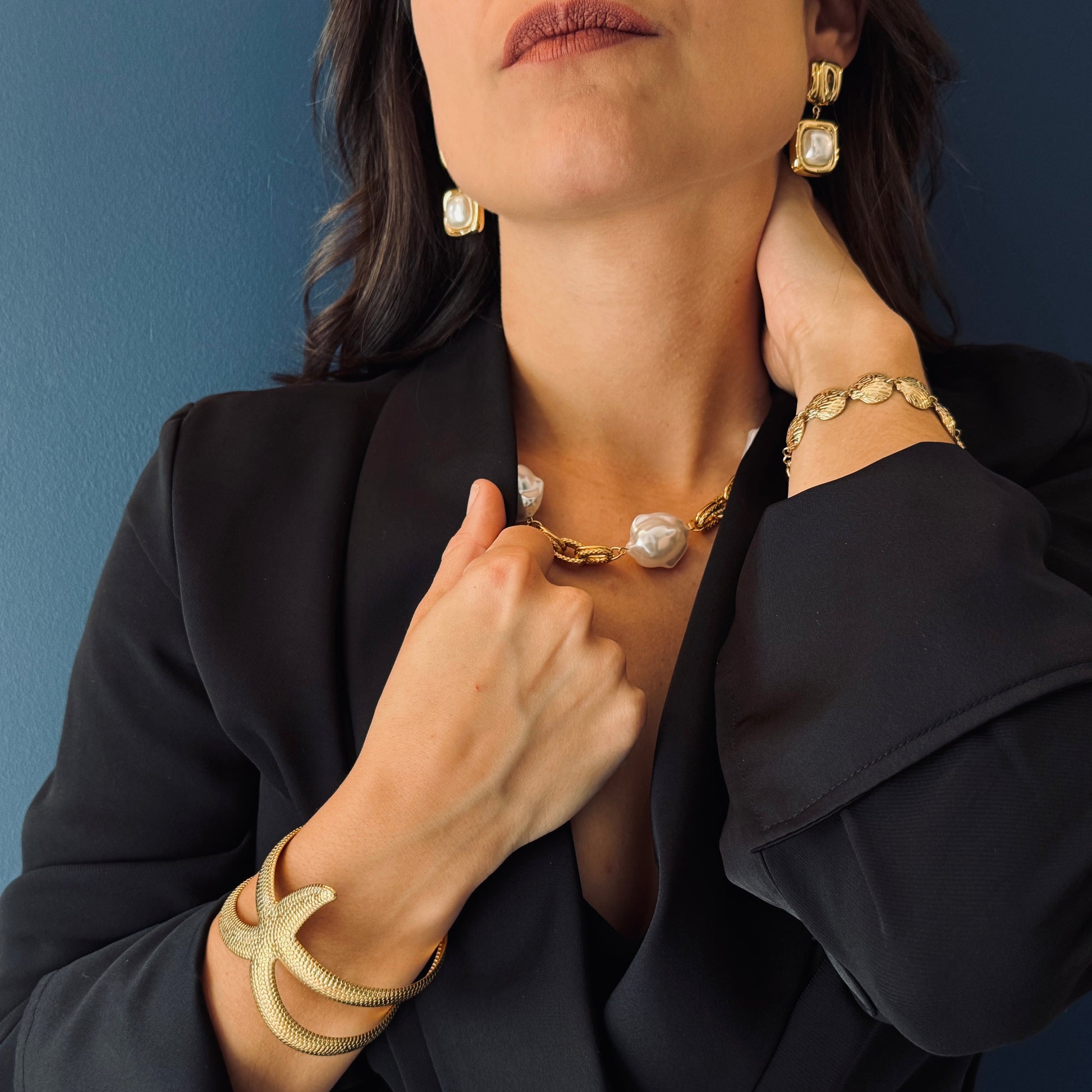 collier sillage d'or perle 